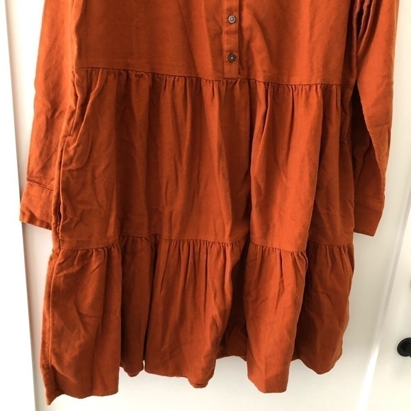 Madewell Flannel Fall Brown Nutmeg Rust Mini Dress M - Picture 5 of 12